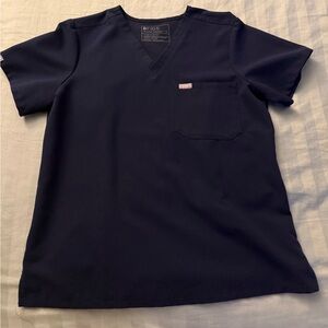 Figs Navy Blue V-Neck Medical Scrub Top